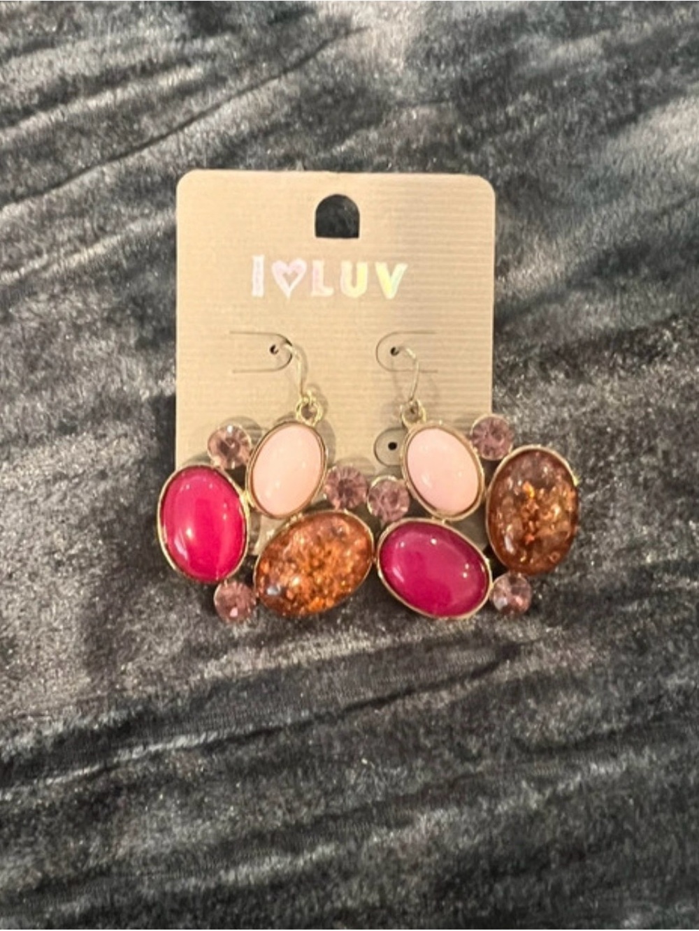 Pink and Amber Statement Drop Earrings